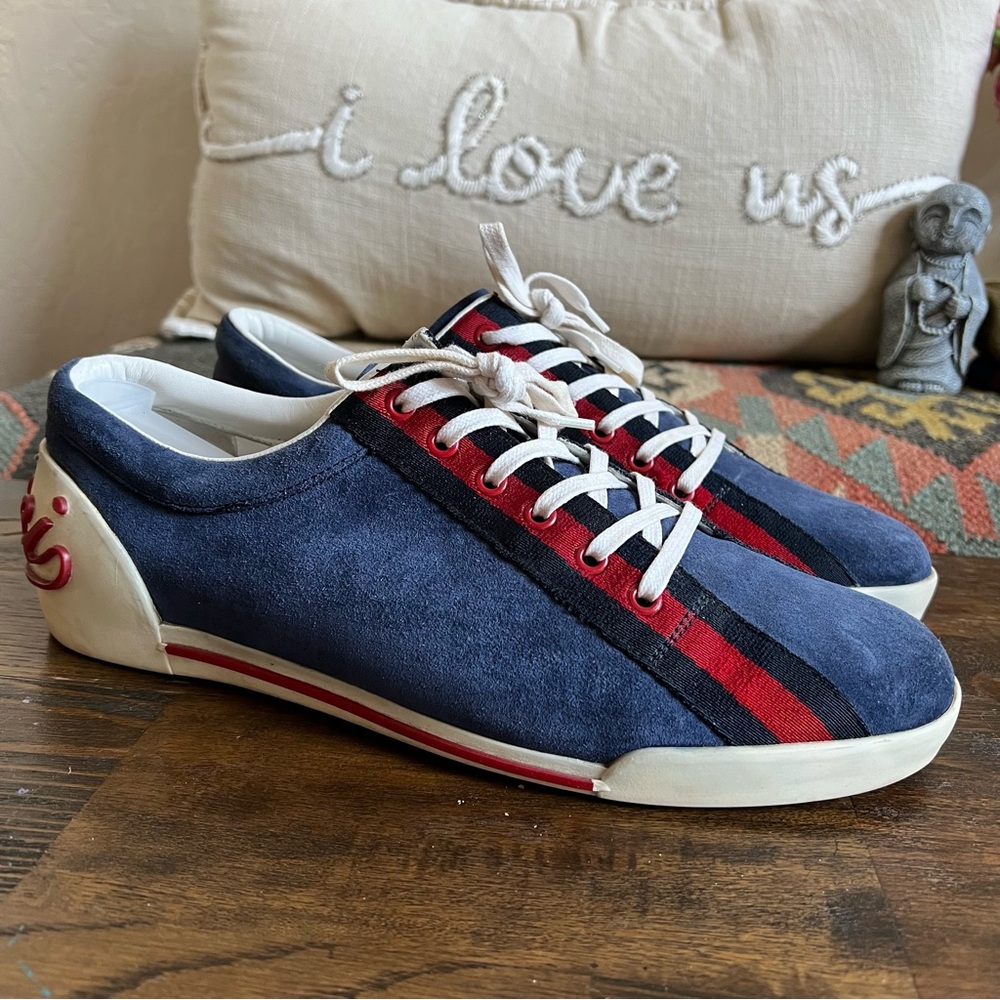 💕HOST PIcK (twice)💕 GUCCI Boulevard Web Detail Blue Suede Sneakers 9G (US 9.5)